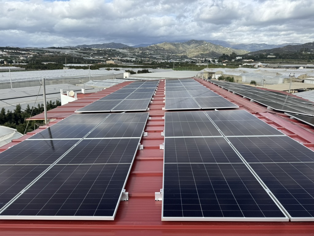 Instalación solar industrial en nave junto a invernaderos, Axarquía